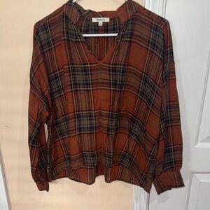 Madewell Multicolor Plaid V-Neck Blouse